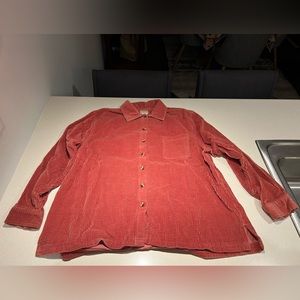 LL Bean Women Corduroy Relaxed Shirt Wide Wale, Soft, XL, Rosewood, Vintage